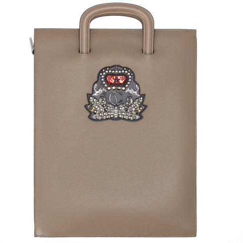 Christian Louboutin Trick Track Large Handbag 1175038 Khaki Leather