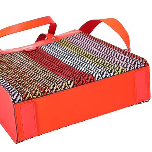 Christian Louboutin Louis Tote 1225327 Red Navy Multi Straw Leather Rubber