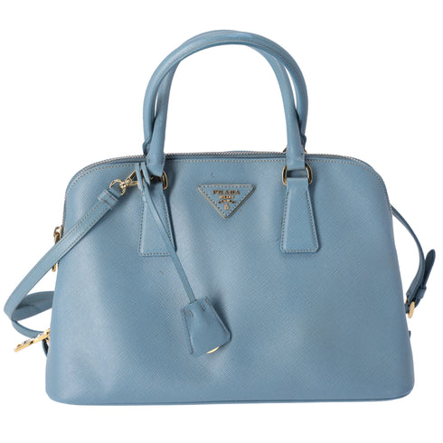 PRADA Promenade Handbag 1BA837 Light Blue Saffiano Lux Leather