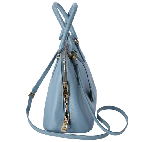 PRADA Promenade Handbag 1BA837 Light Blue Saffiano Lux Leather