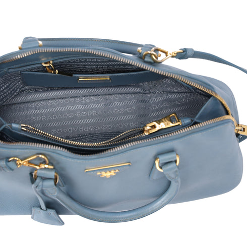 PRADA Promenade Handbag 1BA837 Light Blue Saffiano Lux Leather