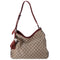 GUCCI GG Shoulder Bag 257026 Beige Dark Brown Jacquard Leather