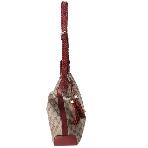 GUCCI GG Shoulder Bag 257026 Beige Dark Brown Jacquard Leather