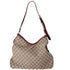 GUCCI GG Shoulder Bag 257026 Beige Dark Brown Jacquard Leather