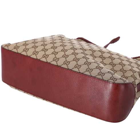 GUCCI GG Shoulder Bag 257026 Beige Dark Brown Jacquard Leather