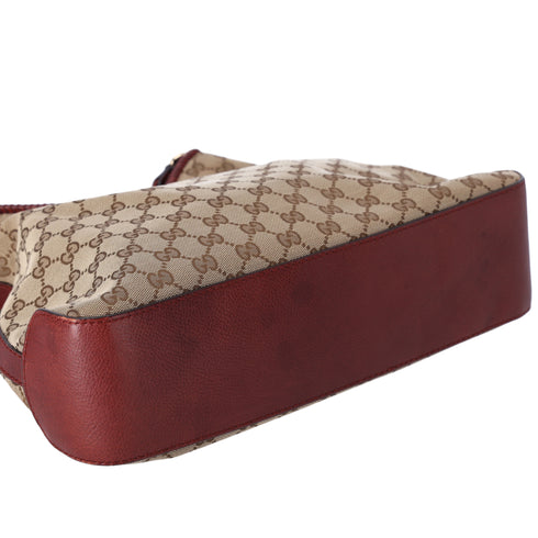 GUCCI GG Shoulder Bag 257026 Beige Dark Brown Jacquard Leather