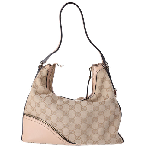 GUCCI GG Interlocking G Hobo Handbag 182489 Beige Gold