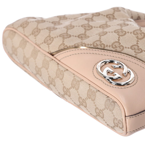 GUCCI GG Interlocking G Hobo Handbag 182489 Beige Gold