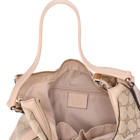 GUCCI GG Interlocking G Hobo Handbag 182489 Beige Gold
