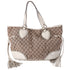 GUCCI GG Tribeca Tote Bag 211954 Beige Brown Cream Jacquard Leather