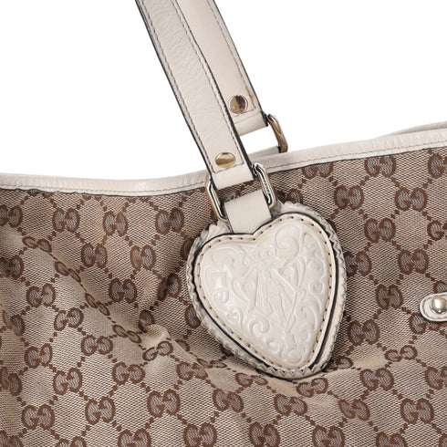 GUCCI GG Tribeca Tote Bag 211954 Beige Brown Cream Jacquard Leather