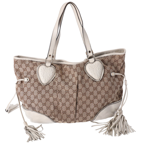 GUCCI GG Tribeca Tote Bag 211954 Beige Brown Cream Jacquard Leather