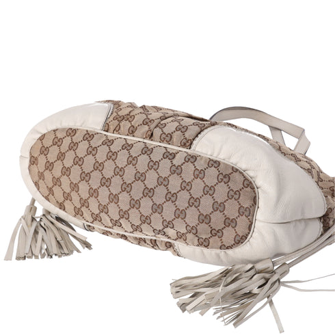 GUCCI GG Tribeca Tote Bag 211954 Beige Brown Cream Jacquard Leather