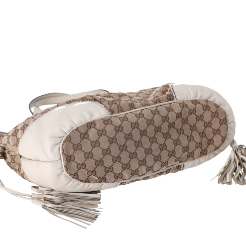 GUCCI GG Tribeca Tote Bag 211954 Beige Brown Cream Jacquard Leather