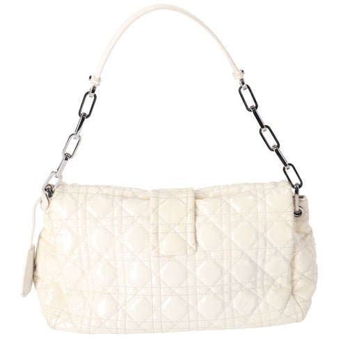 Christian Dior New Lock Shoulder Bag M9803 Cream Patent Leather