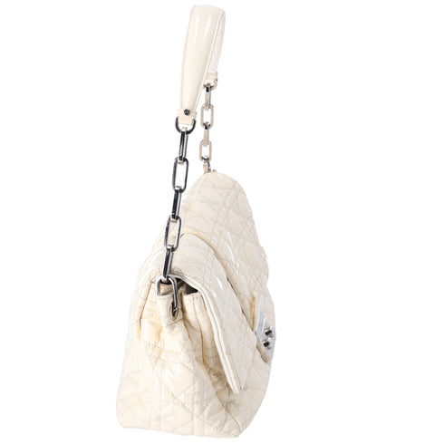 Christian Dior New Lock Shoulder Bag M9803 Cream Patent Leather