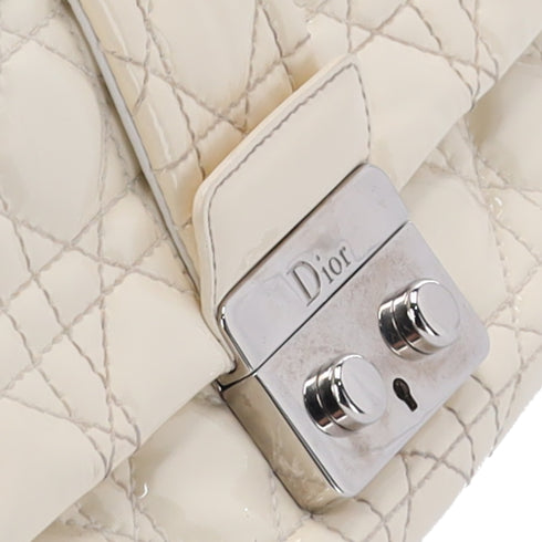 Christian Dior New Lock Shoulder Bag M9803 Cream Patent Leather