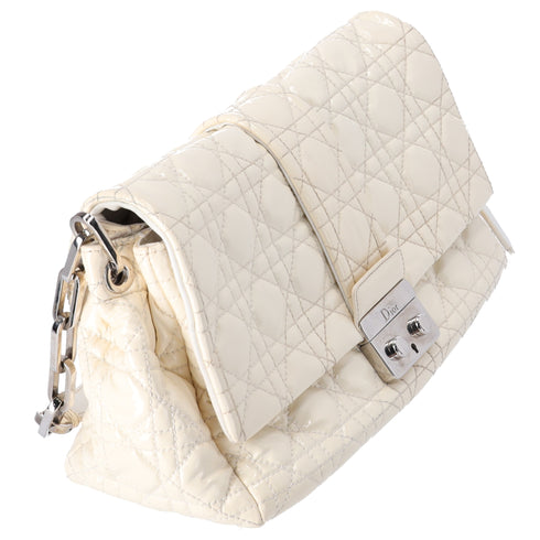 Christian Dior New Lock Shoulder Bag M9803 Cream Patent Leather