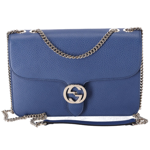 GUCCI Interlocking G Shoulder Bag 510303 Blue Leather