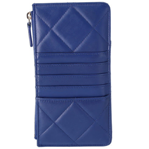 CHANEL 19 Matelasse Accessory Wallet Card Case AP1182 Blue Lambskin