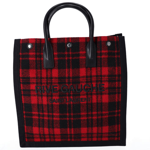 SAINT LAURENT PARIS NS Rive Gauche Tote Bag 632539 Black Red Wool