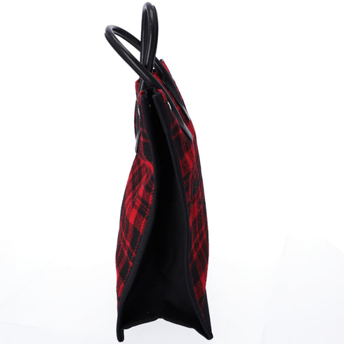 SAINT LAURENT PARIS NS Rive Gauche Tote Bag 632539 Black Red Wool