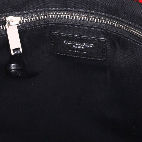 SAINT LAURENT PARIS NS Rive Gauche Tote Bag 632539 Black Red Wool