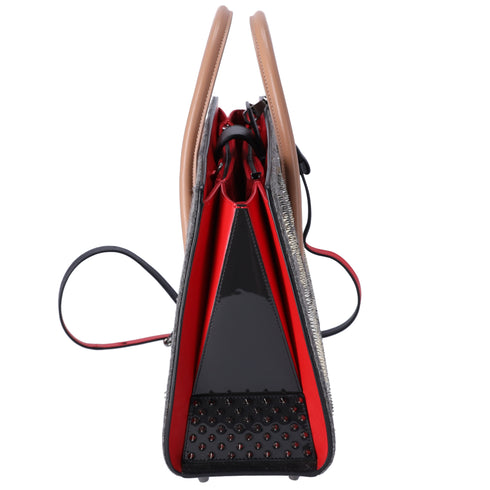 Christian Louboutin Paloma Medium Handbag Wool Gray Leather