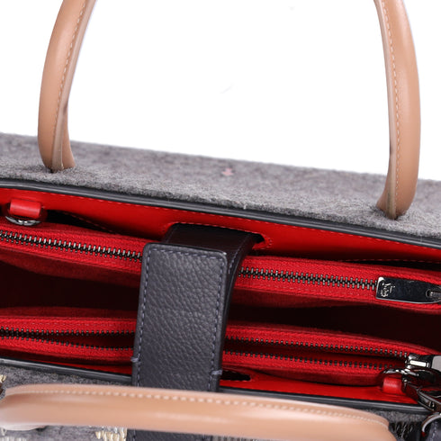Christian Louboutin Paloma Medium Handbag Wool Gray Leather
