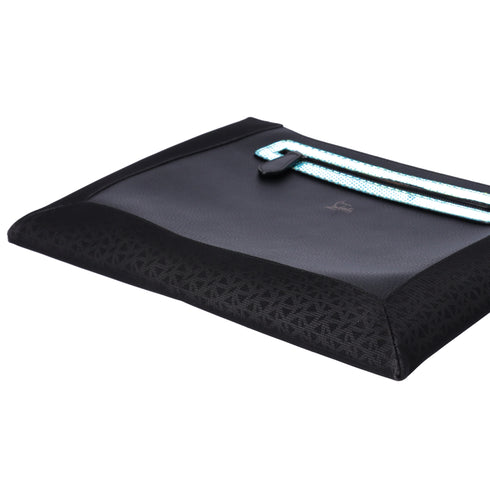 Christian Louboutin Peter Pouch Clutch Bag Black Yellow Fiber Leather