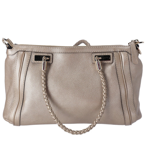 GUCCI Bella Handbag 282300 Gold Leather Braided Handles