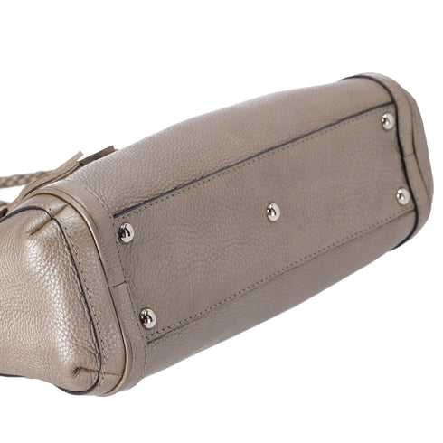 GUCCI Bella Handbag 282300 Gold Leather Braided Handles