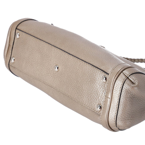 GUCCI Bella Handbag 282300 Gold Leather Braided Handles