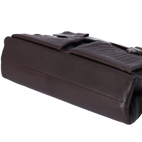 BOTTEGA VENETA Intrecciato Business Bag Dark Brown Leather