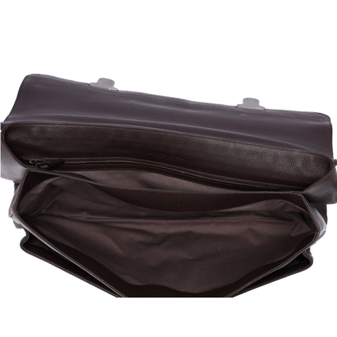 BOTTEGA VENETA Intrecciato Business Bag Dark Brown Leather