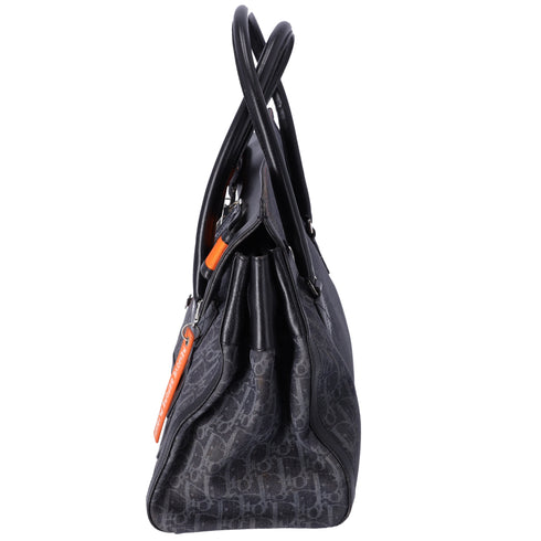 Christian Dior Flight Trotter Handbag Navy Black Orange Denim Leather