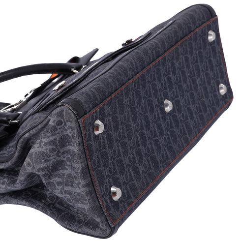 Christian Dior Flight Trotter Handbag Navy Black Orange Denim Leather