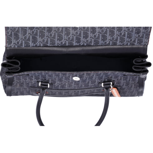 Christian Dior Flight Trotter Handbag Navy Black Orange Denim Leather