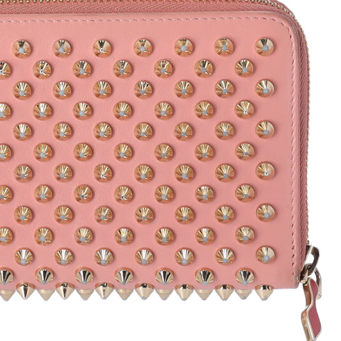Christian Louboutin Panettone Long Wallet Light Pink Gold Studded Leather