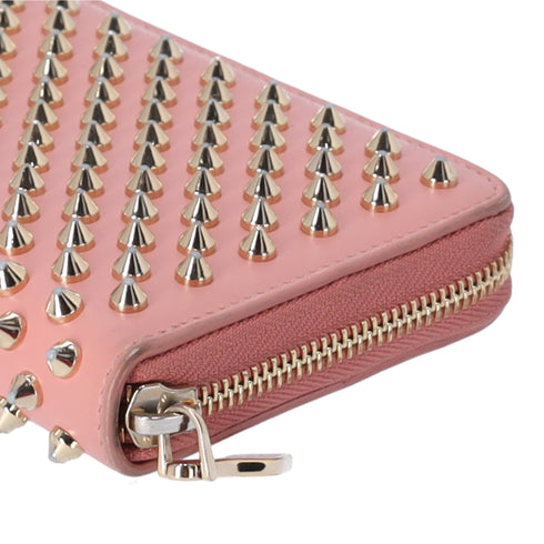 Christian Louboutin Panettone Long Wallet Light Pink Gold Studded Leather