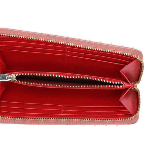 Christian Louboutin Panettone Long Wallet Light Pink Gold Studded Leather