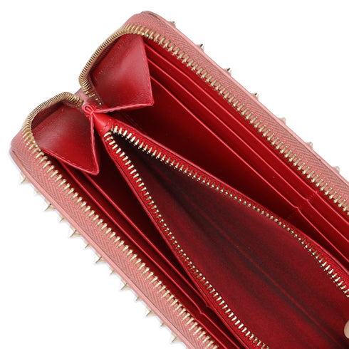 Christian Louboutin Panettone Long Wallet Light Pink Gold Studded Leather