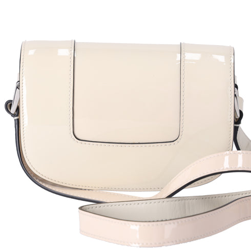 Valentino V logo Signature Shoulder Bag Cream Patent Leather