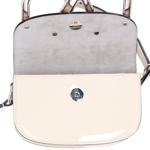 Valentino V logo Signature Shoulder Bag Cream Patent Leather