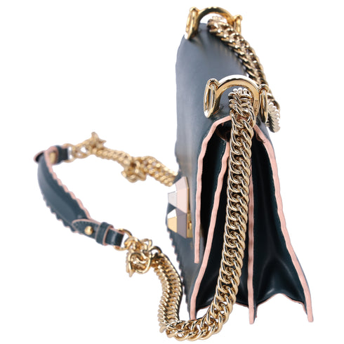 FENDI Mini Kan I Shoulder Bag 8M0381-A18Q Green Leather