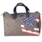 GUCCI GG Handbag 195451 Beige Navy Multi PVC Leather US Flag