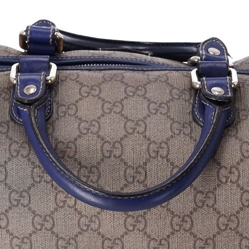 GUCCI GG Handbag 195451 Beige Navy Multi PVC Leather US Flag