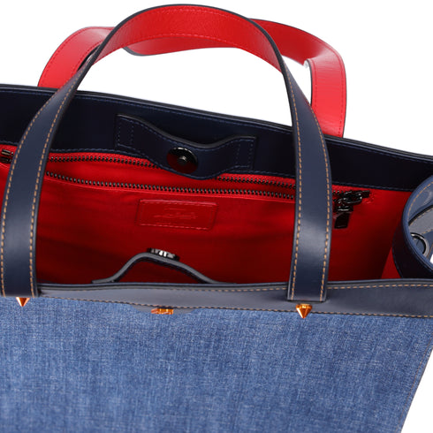 Christian Louboutin Louis Tote Bag Navy Denim Rubber Leather