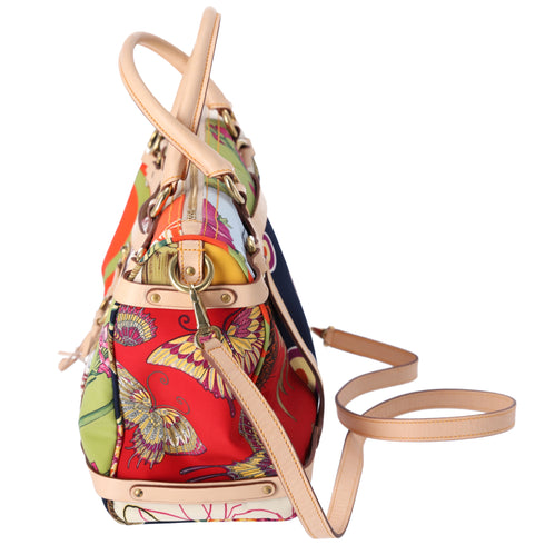 Salvatore Ferragamo Gancini Handbag Cream Beige Multi Nylon Leather