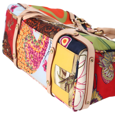 Salvatore Ferragamo Gancini Handbag Cream Beige Multi Nylon Leather